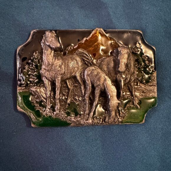1989 Siskiyou Wild Horse Cowboy Belt Buckle w/ Eagle Detail [Jewelry 024] main image 5